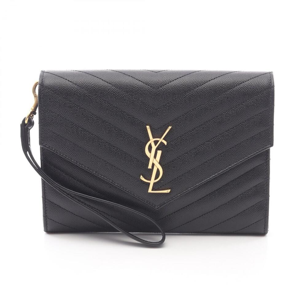 Saint Laurent Paris Monogram Shoulder Bag Leather Black
